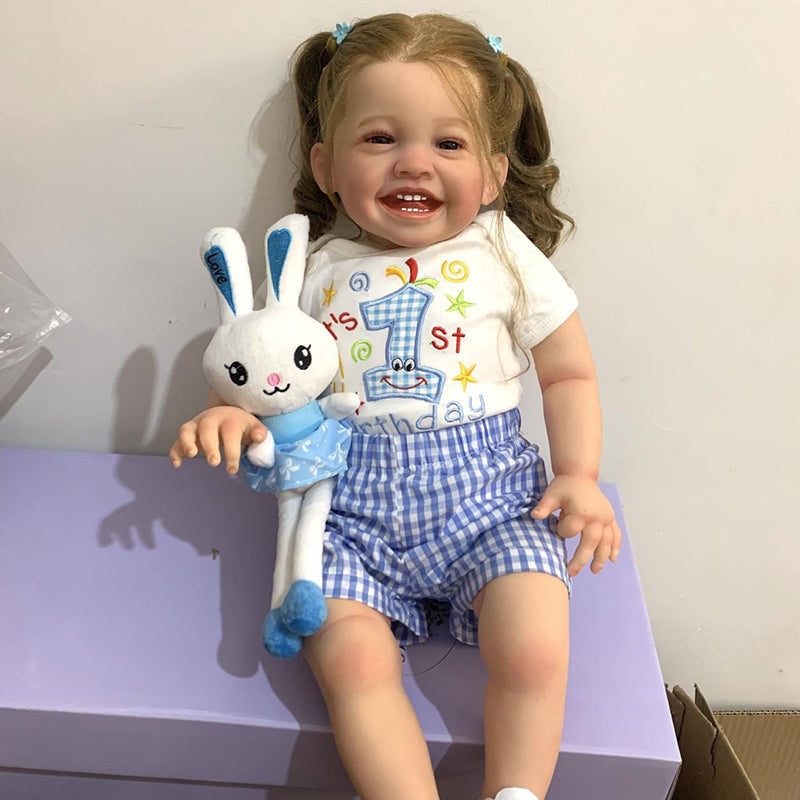 Kit per bambola reborn Mila Occhi aperti Smile da 24 pollici non verniciata