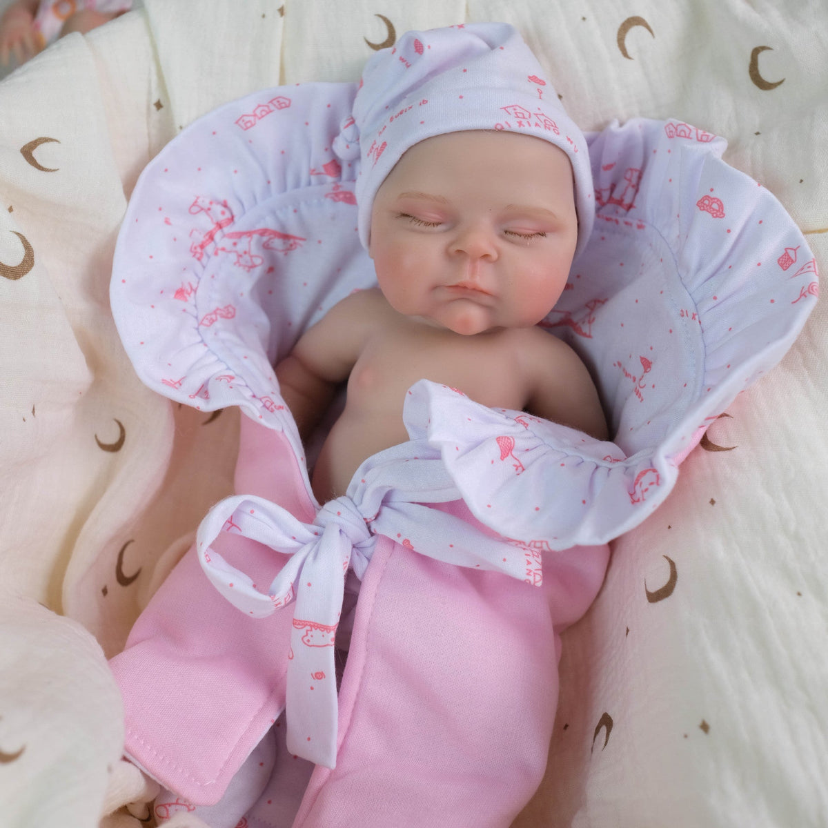 Neonata rinata in silicone da 30 cm con occhi chiusi modello Peaches