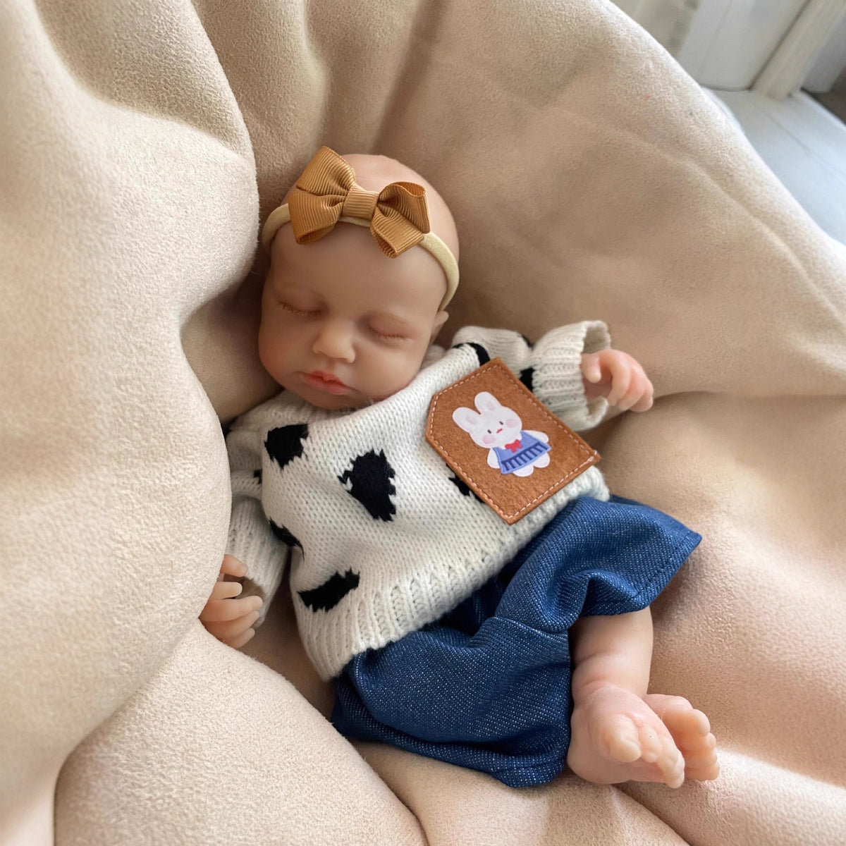 Bambola reborn Loulou addormentata in silicone realistico da 30 cm bambina/bambino