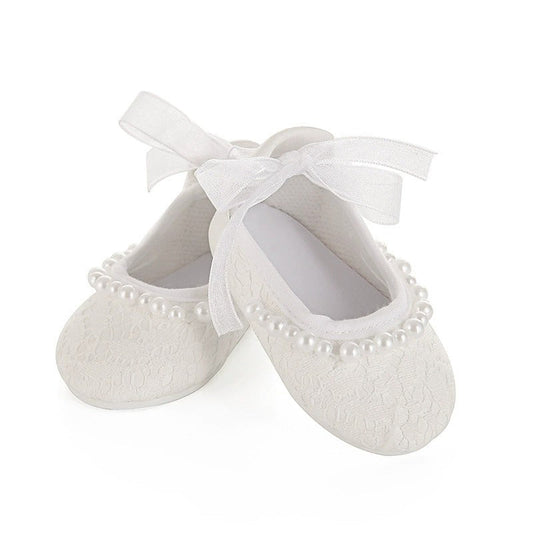 Scarpe con lacci in perla bianca per bambole reborn da 17-18 pollici