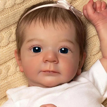 Bambole Reborn Felicia a occhi aperti da 19 pollici con vestiti bianchi