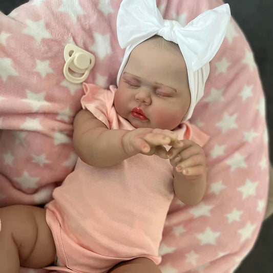 60cm Closed Eyes Pickle Reborn Doll In Pink Clothes