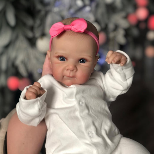 48cm Lifelike Open Eyes Bettie Reborn Baby Girl In White bodysuit