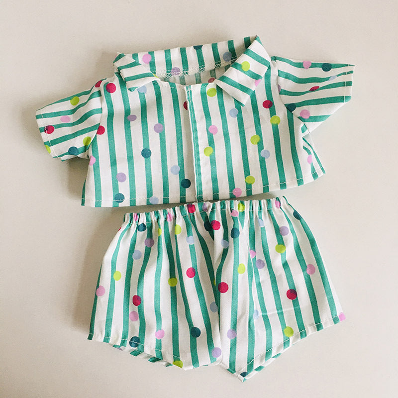 Set 2 pezzi con maglietta e pantaloncini a pois per bambole reborn da 30 cm