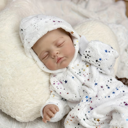 19 inches 3D-Paint Sleeping Irys Reborn Doll in Star White Clothes