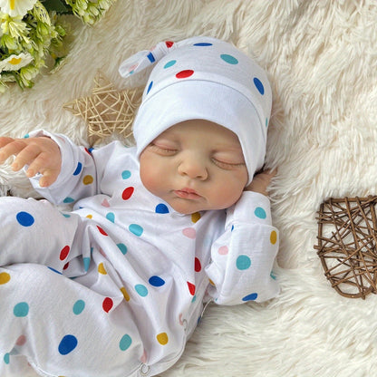 19 inches 3D-Paint Sleeping Irys Reborn Doll in Polk Dot Clothes