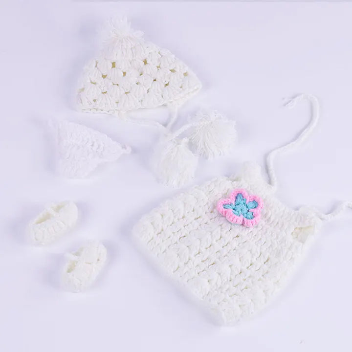 Set da 3 pezzi in maglia (body cappellino e calzini) per bambole da 30 cm