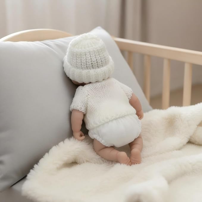 20cm Full Silicone Loulou Reborn Baby Girl In White Sweater