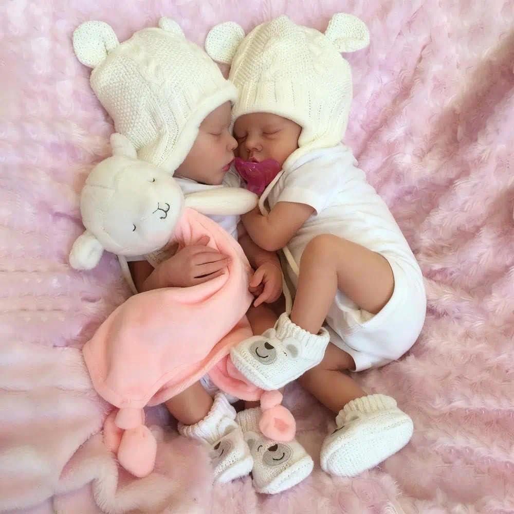 Bambole gemelle reborn realistiche da 17'' Elma e Sylvia