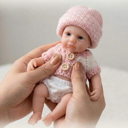 Loulou Bambina rinata in silicone da 20 cm con occhi aperti e maglione rosa