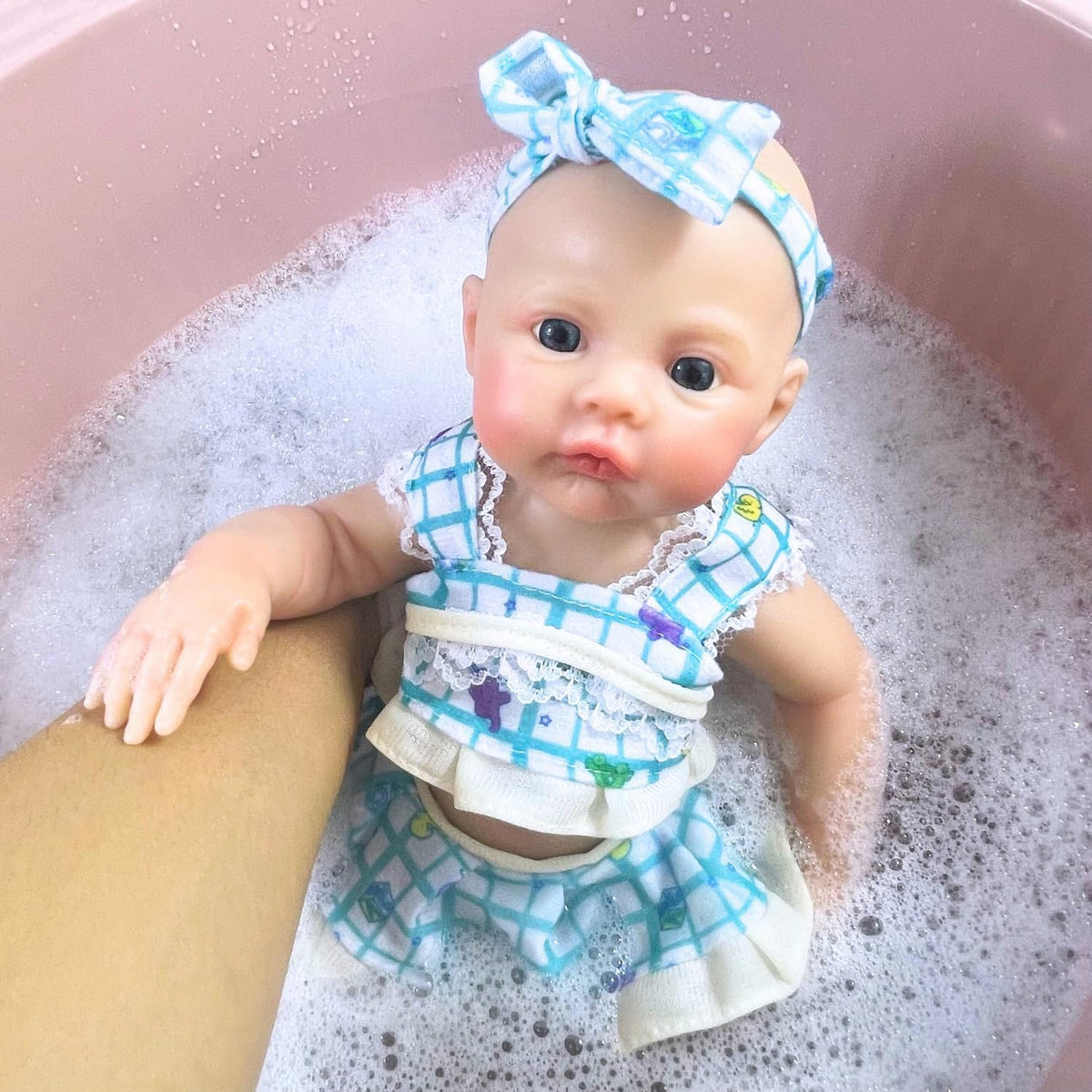30cm Silicone Meadow Reborn Baby Girl In Blue Floral Dress