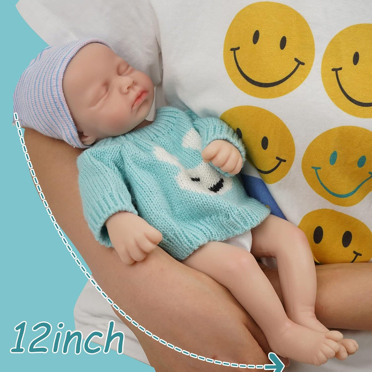 Bambola reborn in silicone da 30 cm con occhi chiusi sorelline gemelle - Loulou