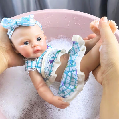 30cm Silicone Meadow Reborn Baby Girl In Blue Floral Dress
