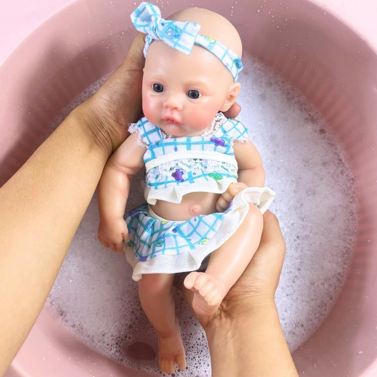 30cm Silicone Meadow Reborn Baby Girl In Blue Floral Dress