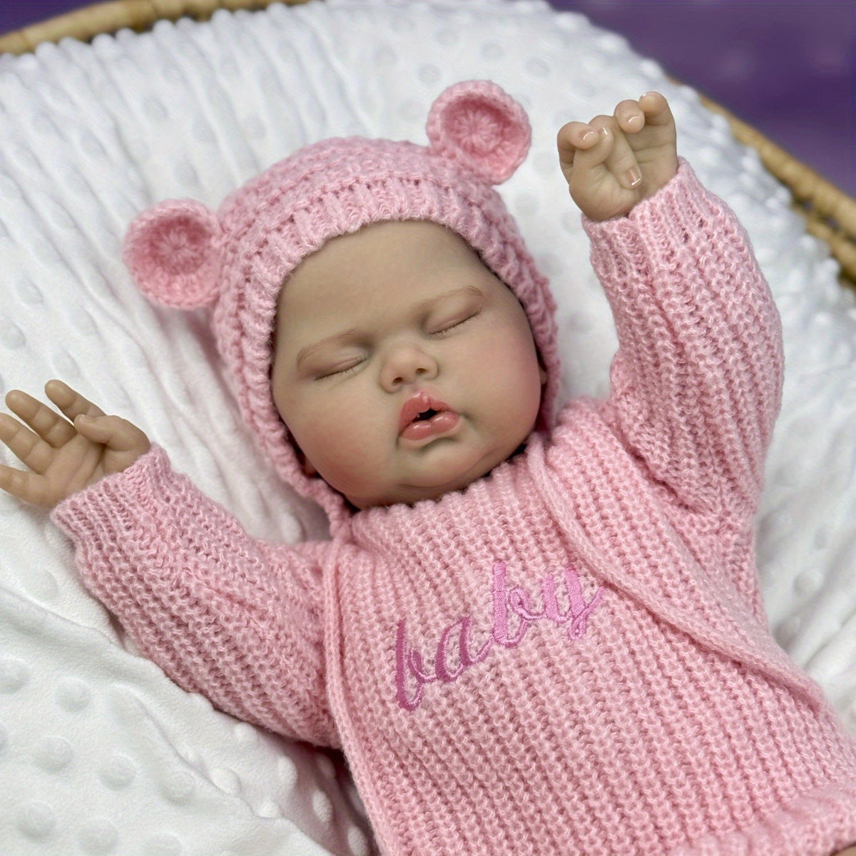 50cm Soft Cloth Body Sleeping Pickle Reborn Doll In Pink Sweater