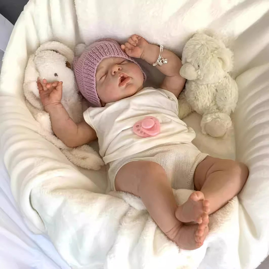 Bambola Reborn Susanna da 22 pollici/55 cm con Occhi chiusi-Alexis