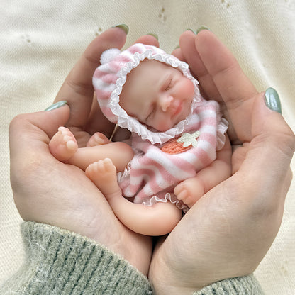 Bambola Reborn in Silicone Mini da 6 pollici con Occhi Chiusi - Pascale