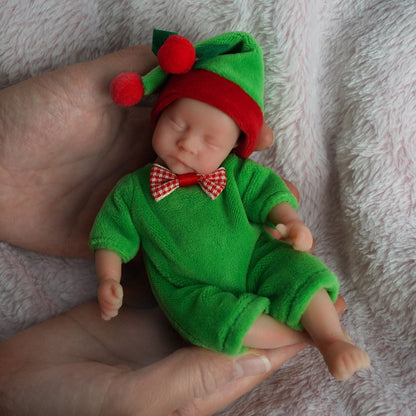 6 pollici occhi chiusi Mini Bambola Reborn Ragazzo con vestiti di Natale-Levi