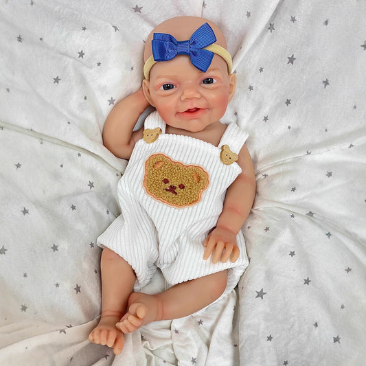Bambola Reborn in Silicone con Occhi Azzurri e Sorriso Realistico da 30 cm - Charlie
