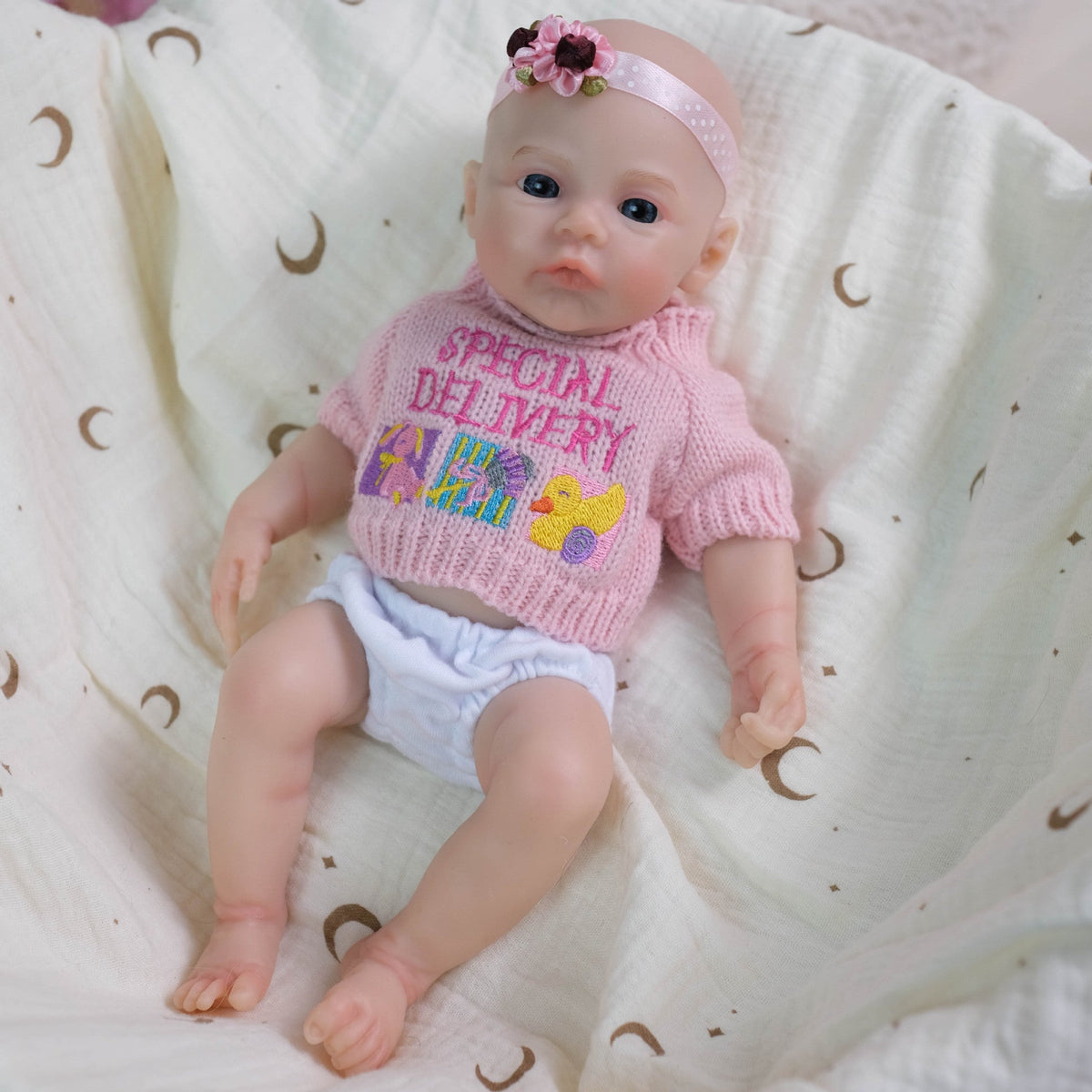 Neonata rinata in morbido silicone da 30 cm con maglione rosa