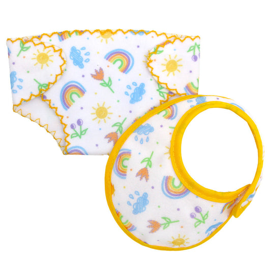 Set di 2 pezzi di pannolini e bavaglini per bambole reborn da 12-14 pollici