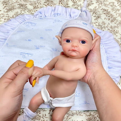 30cm Lifelike Full Silicone Closed Eyes Reborn Doll With Elf Ears