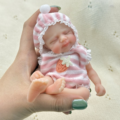 Bambola Reborn in Silicone Mini da 6 pollici con Occhi Chiusi - Pascale