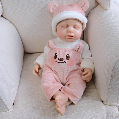 30cm Lifelike Closed Eyes Openable Mouth Silicone Reborn Doll Girl-Loulou
