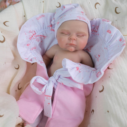 Neonata rinata in silicone da 30 cm con occhi chiusi modello Peaches