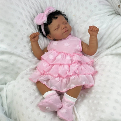 48cm Realistic Ma Closed Eyes Dark Skin Reborn Baby-Pascale
