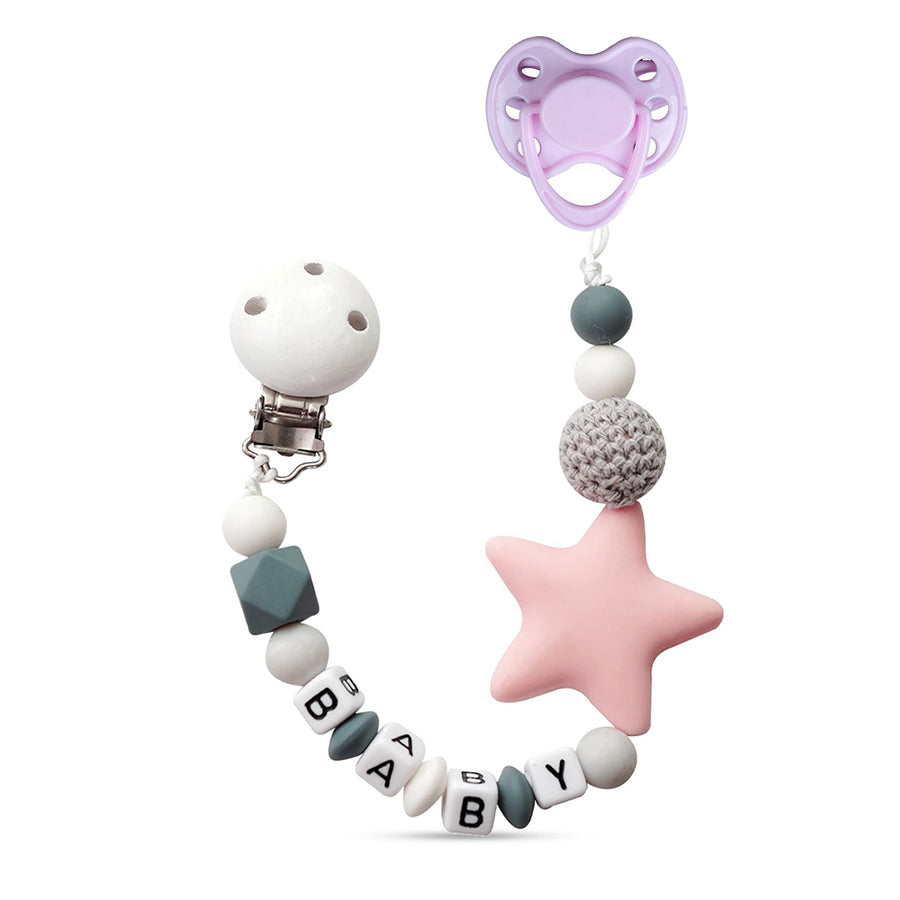 Carino set di 2 pezzi con catenella per ciuccio e ciucci magnetici per bambole reborn da 40 a 60 cm