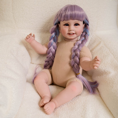 22 pollici occhi aperti lunga treccia colorata bambola reborn ragazza