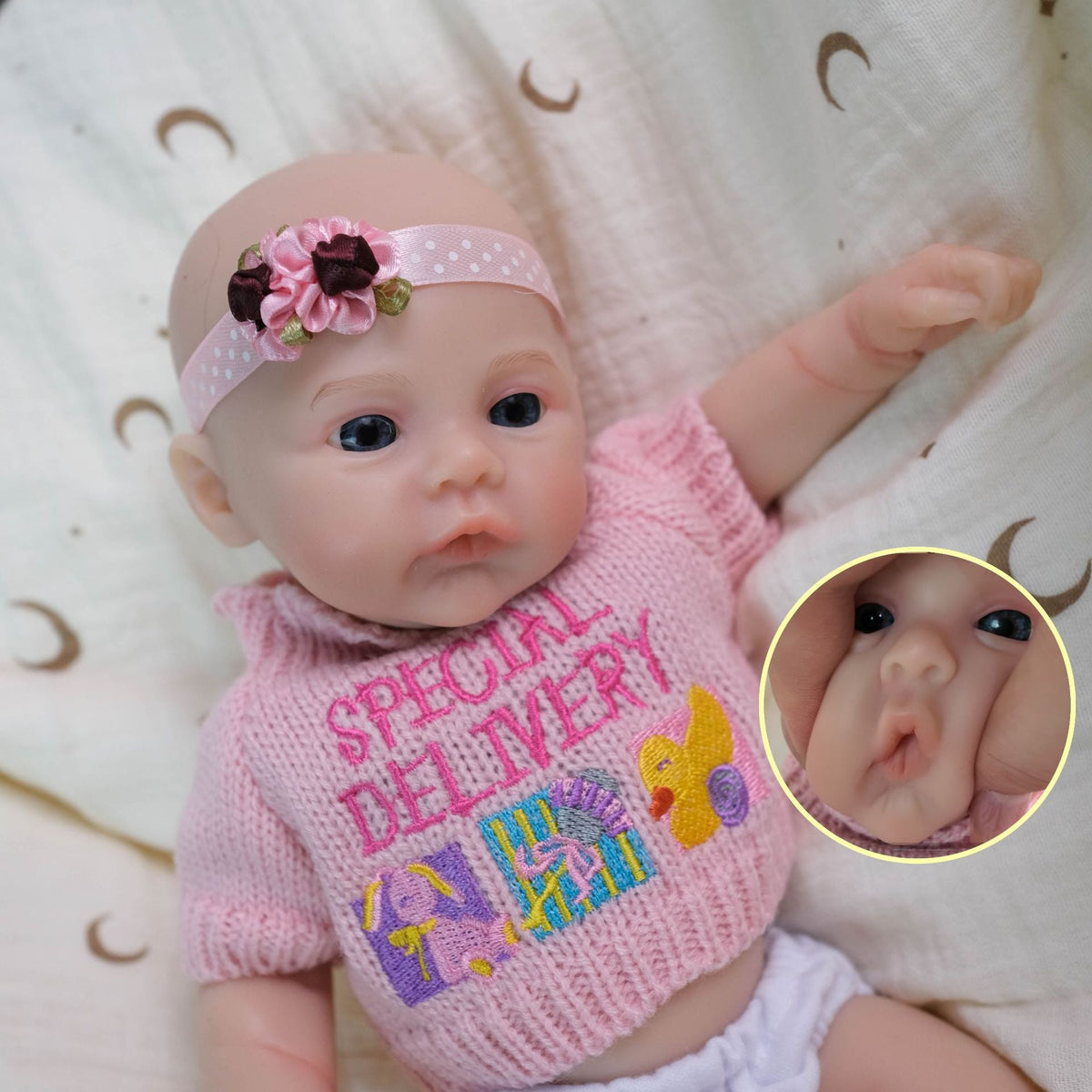 Neonata rinata in morbido silicone da 30 cm con maglione rosa