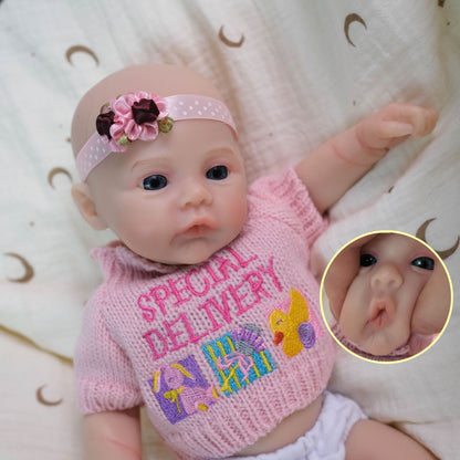Neonata rinata in morbido silicone da 30 cm con maglione rosa