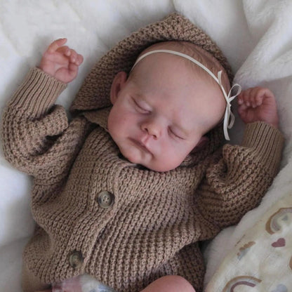 48cm Soft Body Sleeping Reborn Doll Erica In Brown Sweater