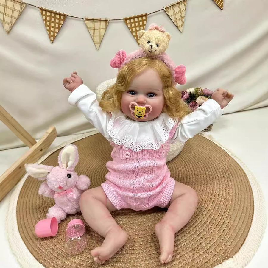 24 pollici Cute Claire Blonde Hair Reborn Baby Girl-Maddie