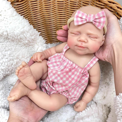 Bambola Reborn Bambina Pascale 30 cm in silicone con occhi chiusi realistica