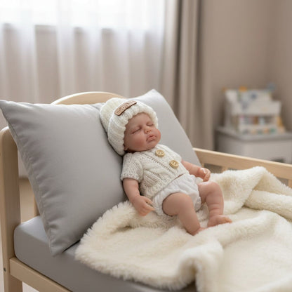 20cm Full Silicone Loulou Reborn Baby Girl In White Sweater