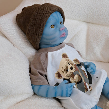 Bambola reborn Loulou da 19 pollici con occhi aperti vestita da orsetto