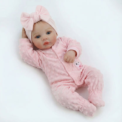 18 Inches Blue Eyes Reborn Baby Girl In Pink Clothes-Meadow