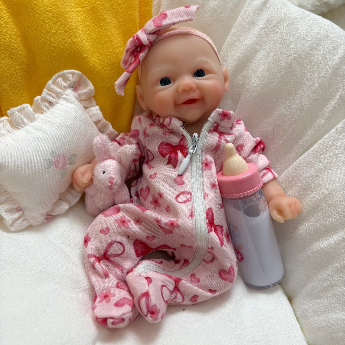 Mini bambole reborn in silicone da 20cm con occhi aperti gemelle Bettie e Vivienne