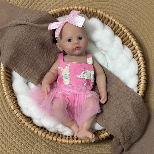 Neonata rinata in silicone da 30 cm con abito rosa