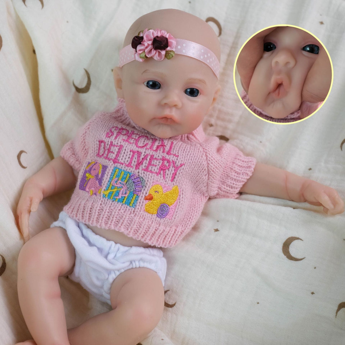 Neonata rinata in morbido silicone da 30 cm con maglione rosa