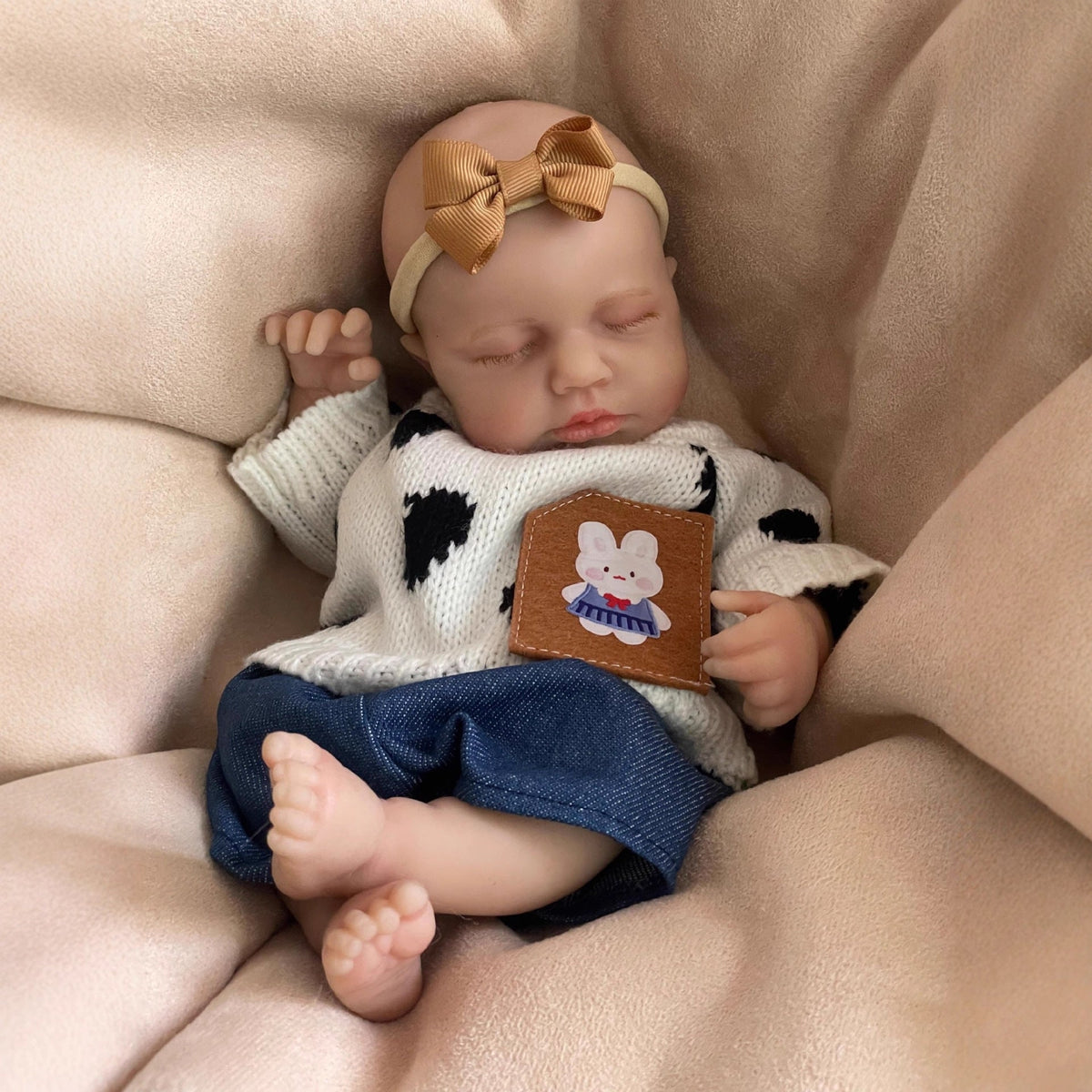 Bambola reborn Loulou addormentata in silicone realistico da 30 cm bambina/bambino