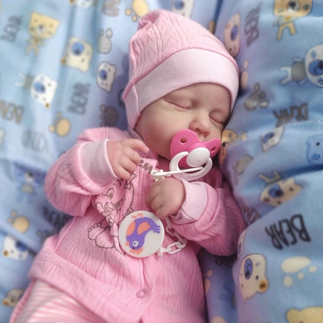 Bambola Reborn da 20 pollici con occhi chiusi in abiti rosa-Loulou