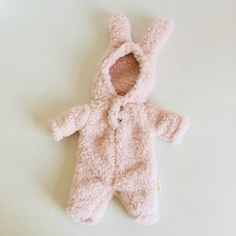 Vestiti di peluche con orecchie da coniglio carini per bambole reborn da 12 pollici