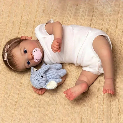 Bambole Reborn Felicia a occhi aperti da 19 pollici con vestiti bianchi
