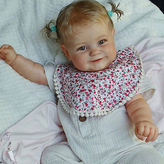 Bambina rinata con sorriso e capelli biondi realistici da 60 cm - Maddie