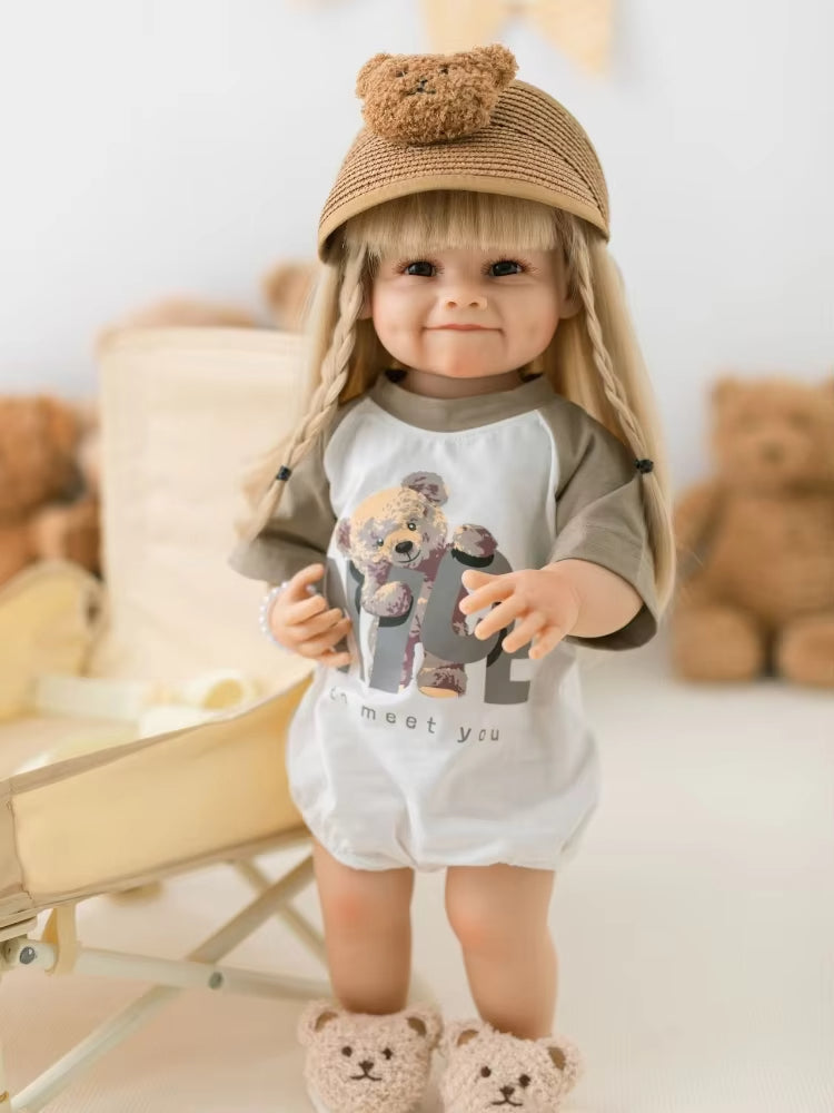 22 pollici Sorriso Bambola Reborn Bambina Con Lunghi Capelli Biondi - Raya