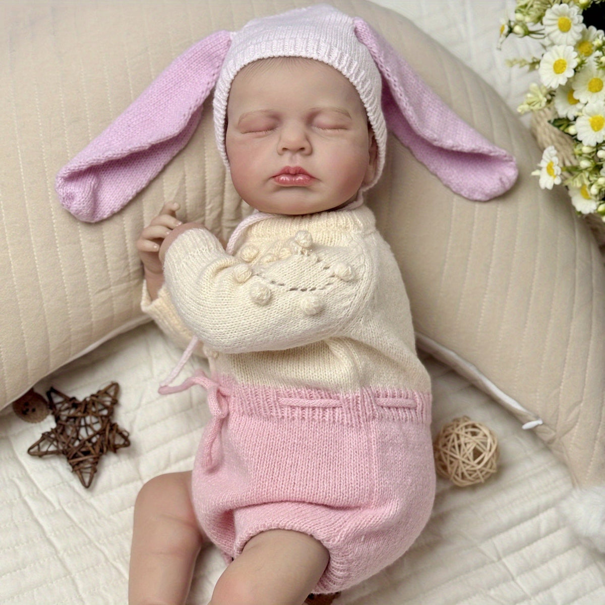 20 Inches Asleep Loulou Reborn Doll Girl in Pink Clothes and Hat